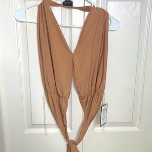 Tan tie up to the back cute crop top